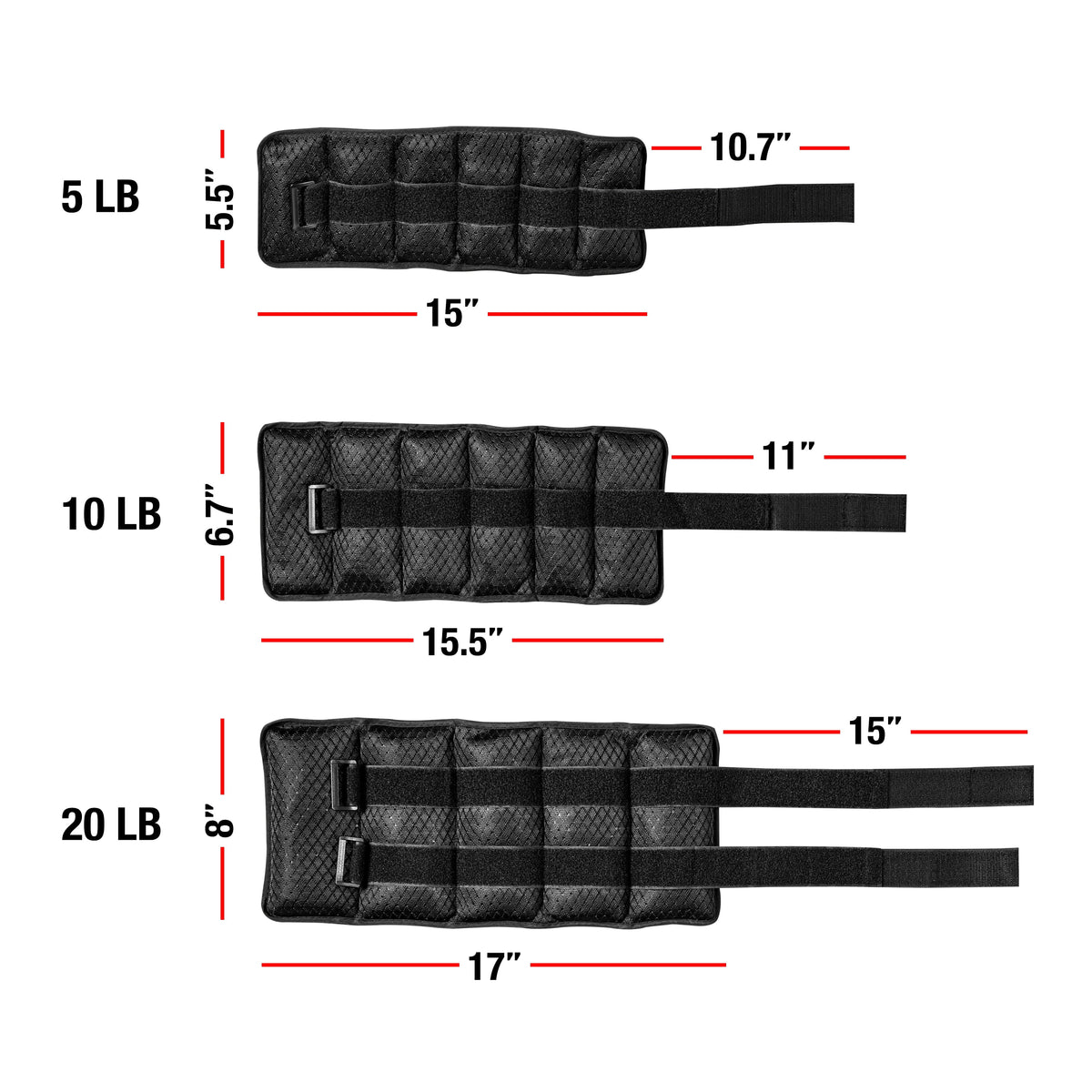 Fuel Pureformance Adjustable Wrist/Ankle Weights, 2.5-Pound Pair (5Lb Total - 6 Removable Weight Packs)