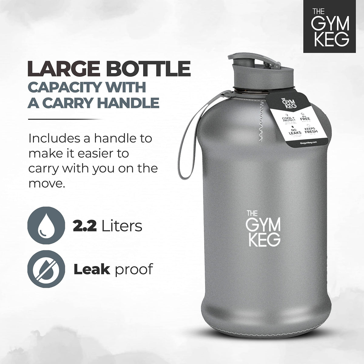 The Sports Water Bottle 2.2 L Insulated | Half Gallon | Carry Handle | Big Water Jug