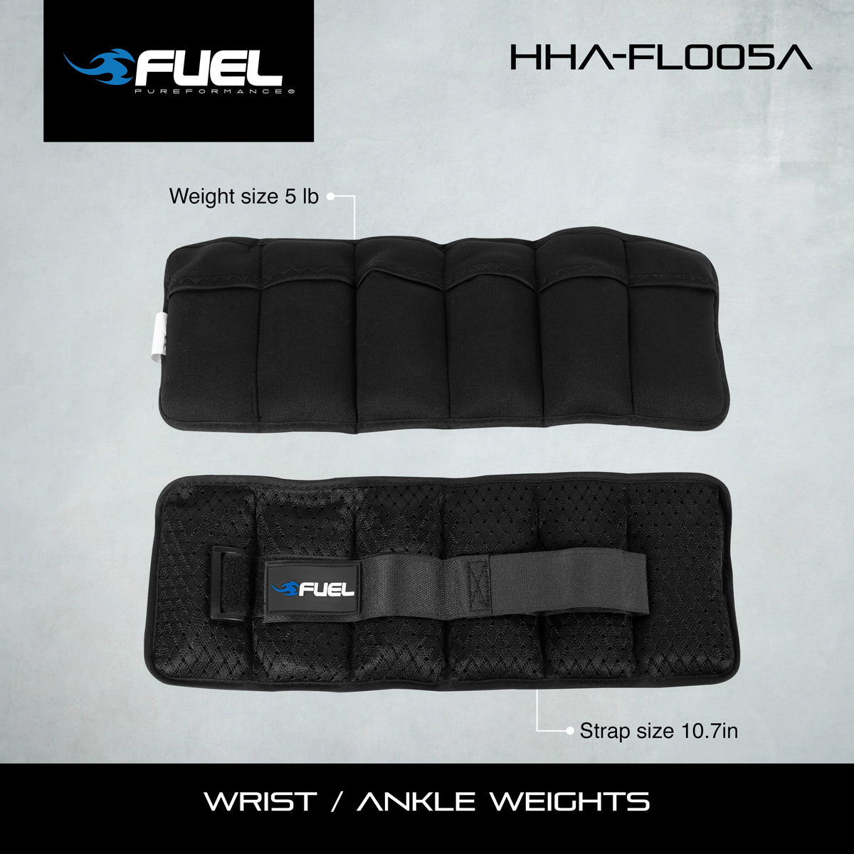 Fuel Pureformance Adjustable Wrist/Ankle Weights, 2.5-Pound Pair (5Lb Total - 6 Removable Weight Packs)